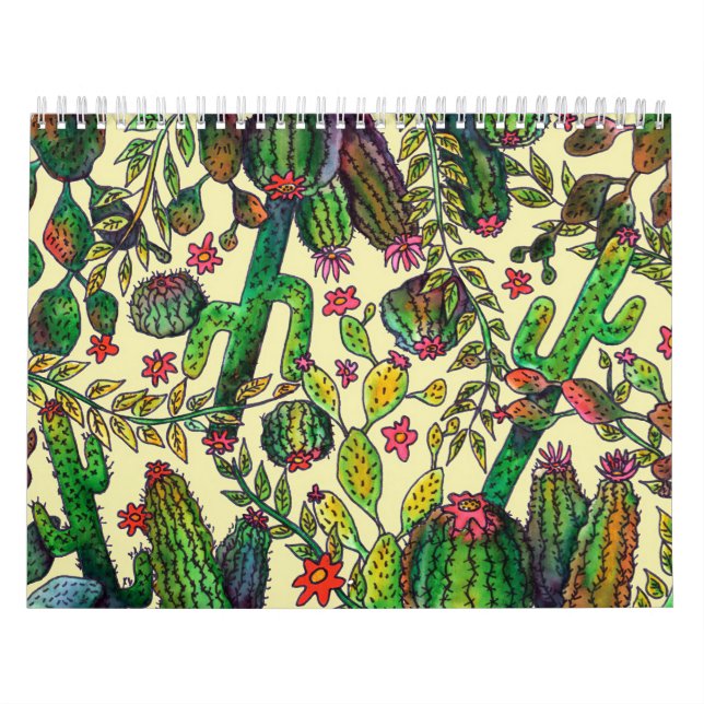 Calendario Patrón de familia Cactus (Tapa)