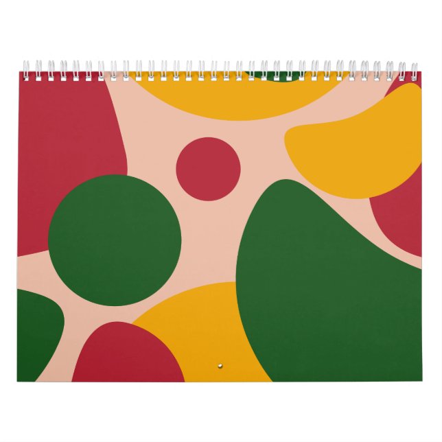 Calendario Patrón de Formas Abstractas Retro en Negrita  (Tapa)