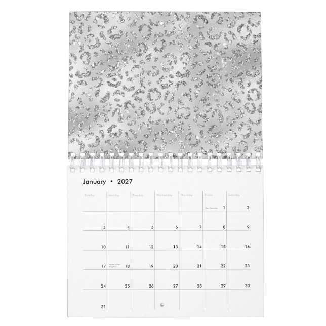 Calendario Patrón de impresión de piel de leopardo plateado (Jan 2027)