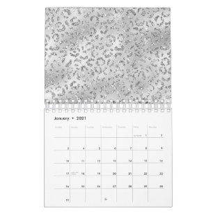 Calendario Patrón de impresión de piel de leopardo plateado
