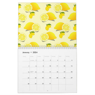 Calendario Patrón de limón amarillo