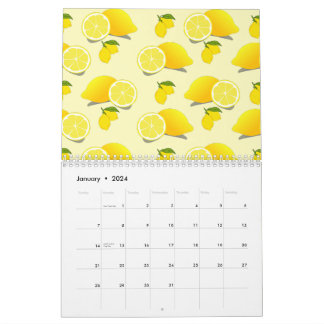 Calendario Patrón de limón amarillo