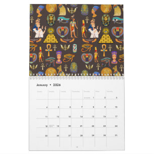 Calendario Patrón de símbolos jeroglíficos egipcios antiguos