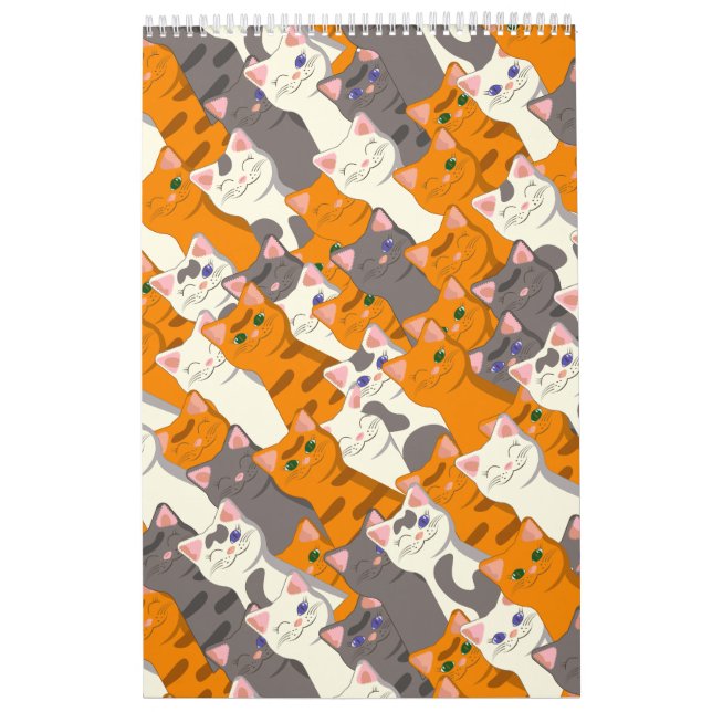 Calendario Patrón diagonal del gato negro jengibre (Tapa)