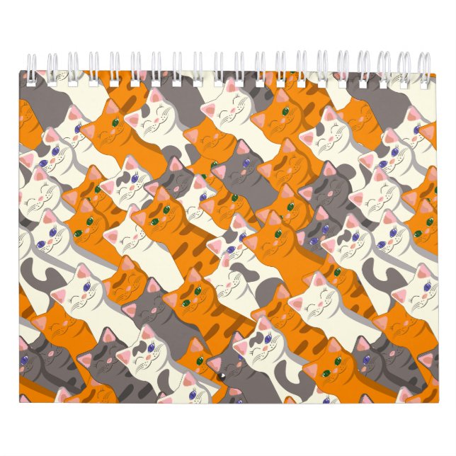 Calendario Patrón diagonal del gato negro jengibre (Tapa)