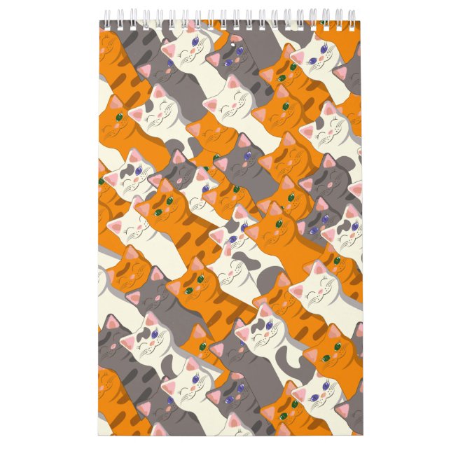 Calendario Patrón diagonal del gato negro jengibre (Tapa)