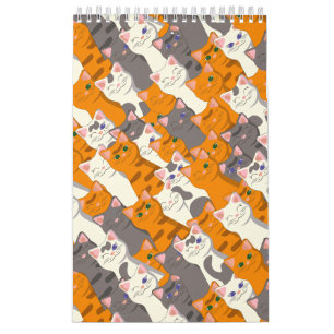 Calendario Patrón diagonal del gato negro jengibre