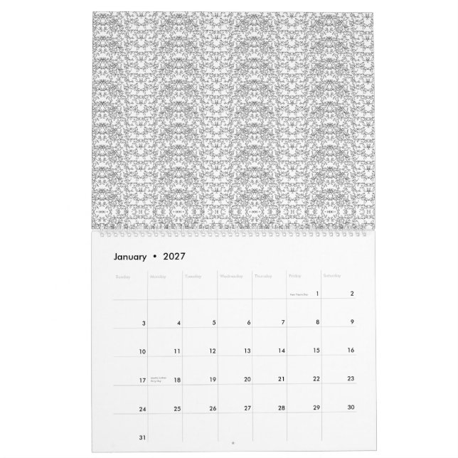 Calendario Patrón en forma de V de repetición gris claro sobr (Jan 2027)
