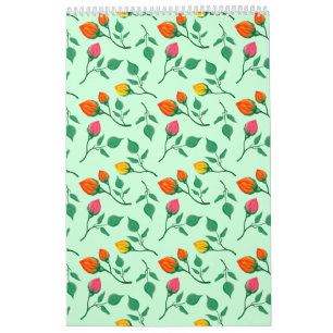 Calendario Patrón floral con flores subió de color