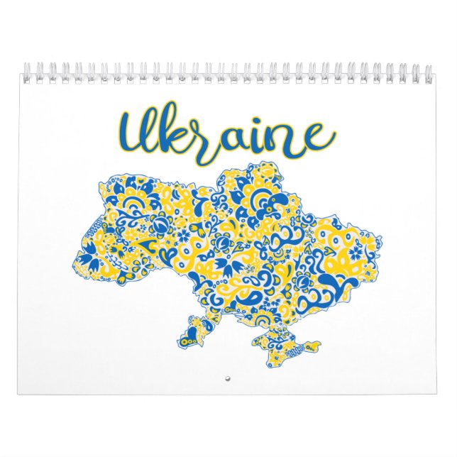 Calendario Patrón folclórico y tipografía de Ucrania (Tapa)