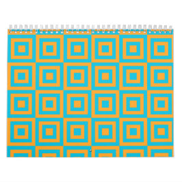 Calendario Patrón geométrico cuadrado retro - Naranja atrevid
