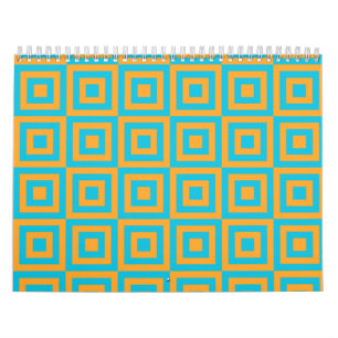 Calendario Patrón geométrico cuadrado retro - Naranja atrevid