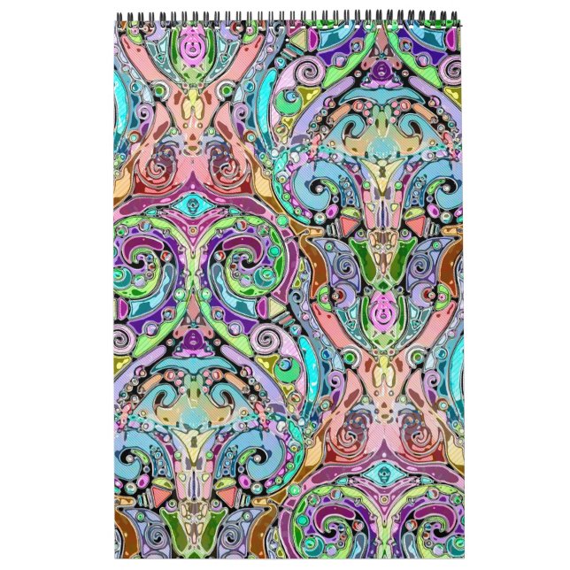 Calendario Patrón Pintado A Mano Y Digitalmente Art 10 (Tapa)