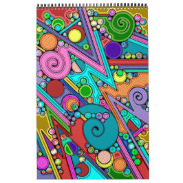 Calendario Patrón Pintado A Mano Y Digitalmente Art. 12