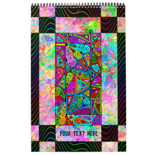 Calendario Patrón Pintado A Mano Y Digitalmente Art 1 - DIY