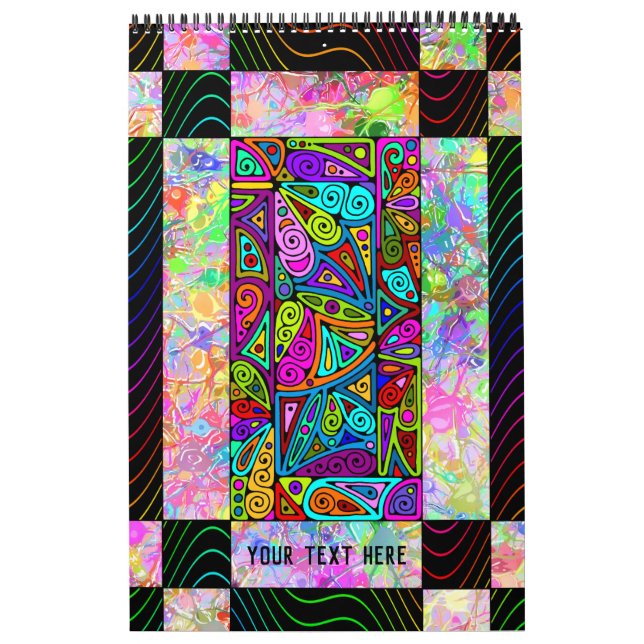 Calendario Patrón Pintado A Mano Y Digitalmente Art 1 - DIY (Tapa)