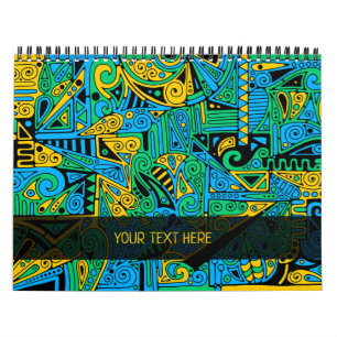Calendario Patrón Pintado A Mano Y Digitalmente Art. 21