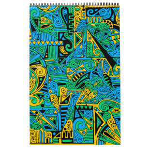 Calendario Patrón Pintado A Mano Y Digitalmente Art. 21