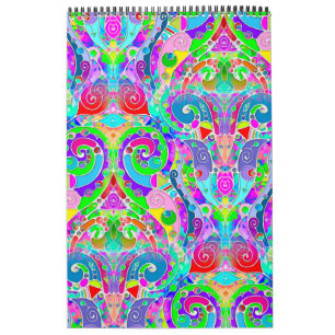 Calendario Patrón Pintado A Mano Y Digitalmente Art. 22