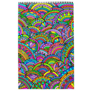 Calendario Patrón Pintado A Mano Y Digitalmente Art. 27