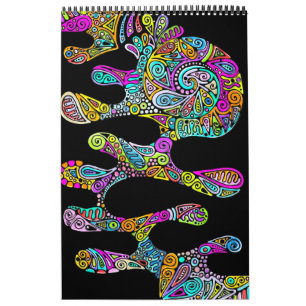 Calendario Patrón Pintado A Mano Y Digitalmente Art. 28