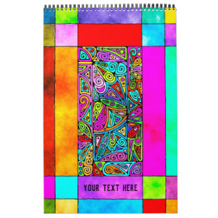 Calendario Patrón Pintado A Mano Y Digitalmente Art 2 - DIY