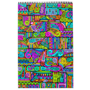Calendario Patrón Pintado A Mano Y Digitalmente Art. 5
