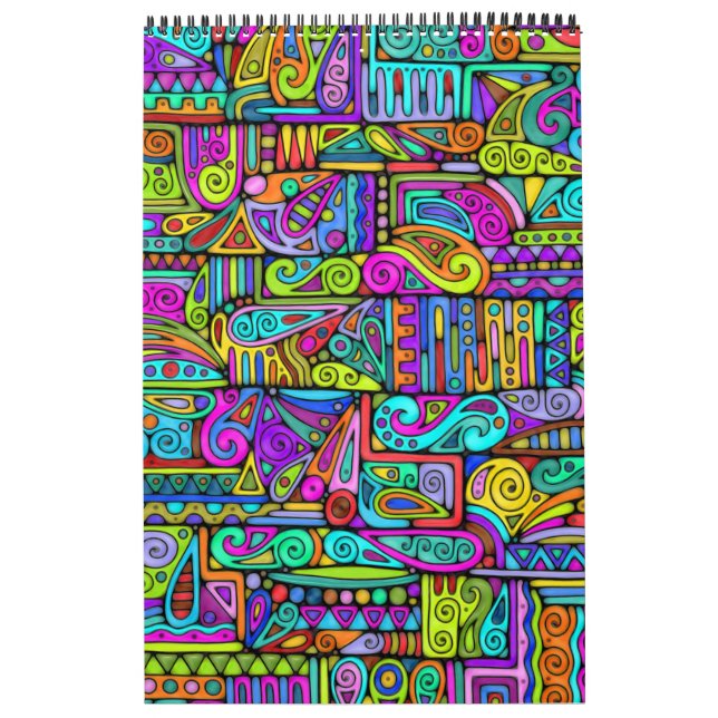 Calendario Patrón Pintado A Mano Y Digitalmente Art. 5 (Tapa)