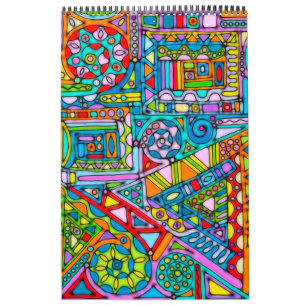 Calendario Patrón Pintado A Mano Y Digitalmente Art 53