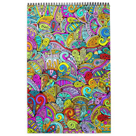 Calendario Patrón Pintado A Mano Y Digitalmente Art. 6