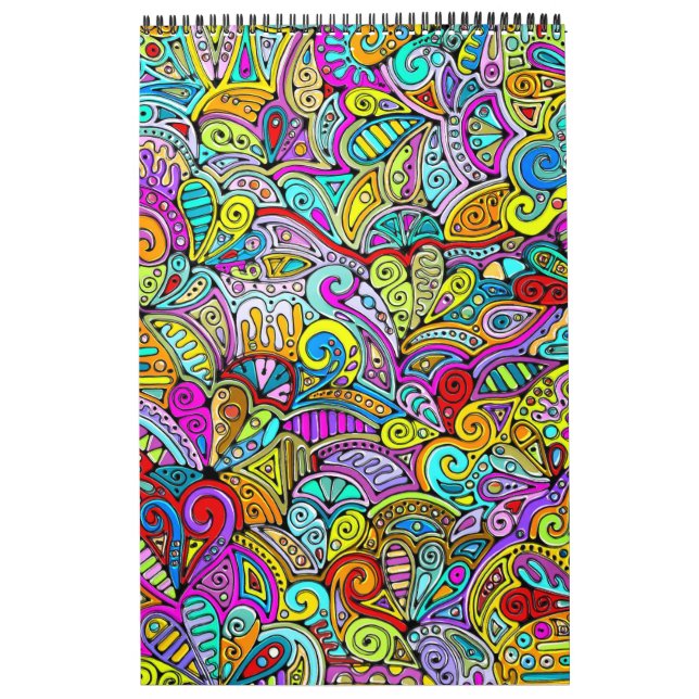 Calendario Patrón Pintado A Mano Y Digitalmente Art. 6 (Tapa)