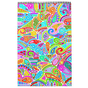 Calendario Patrón Pintado A Mano Y Digitalmente Art. 7