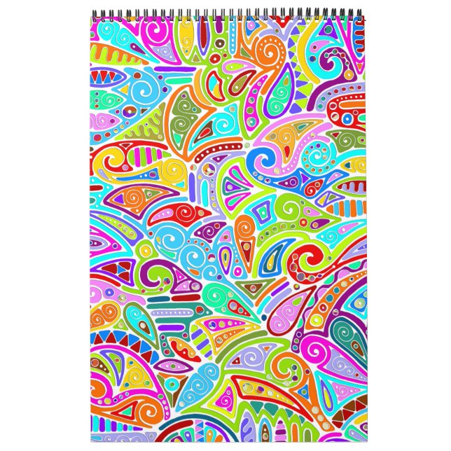 Calendario Patrón Pintado A Mano Y Digitalmente Art. 7 (Tapa)