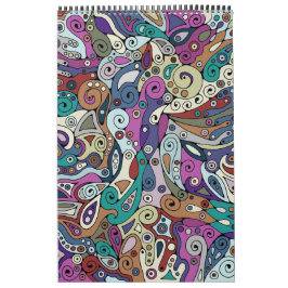 Calendario Patrón Pintado A Mano Y Digitalmente Art. 8