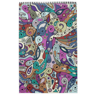 Calendario Patrón Pintado A Mano Y Digitalmente Art. 8