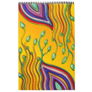Calendario Patrón Pintado A Mano Y Digitalmente Art 9