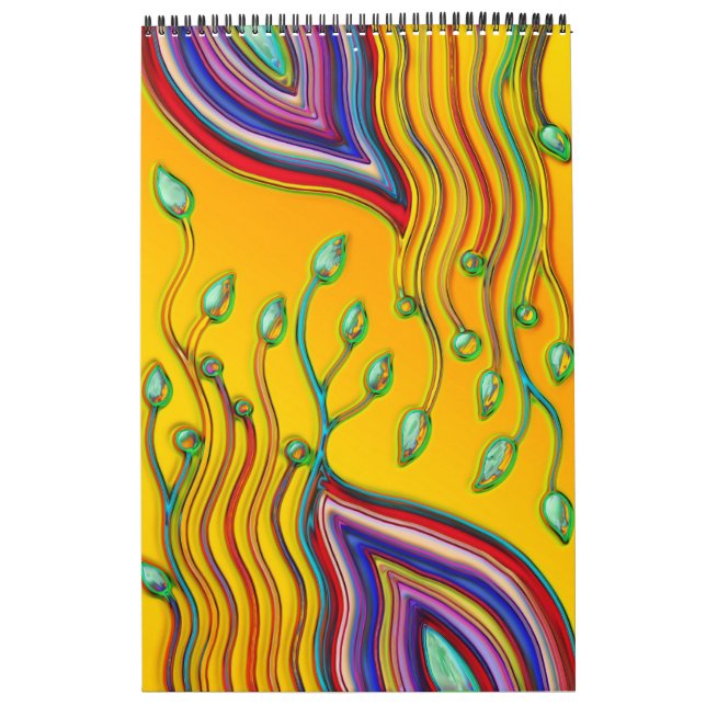 Calendario Patrón Pintado A Mano Y Digitalmente Art 9 (Tapa)