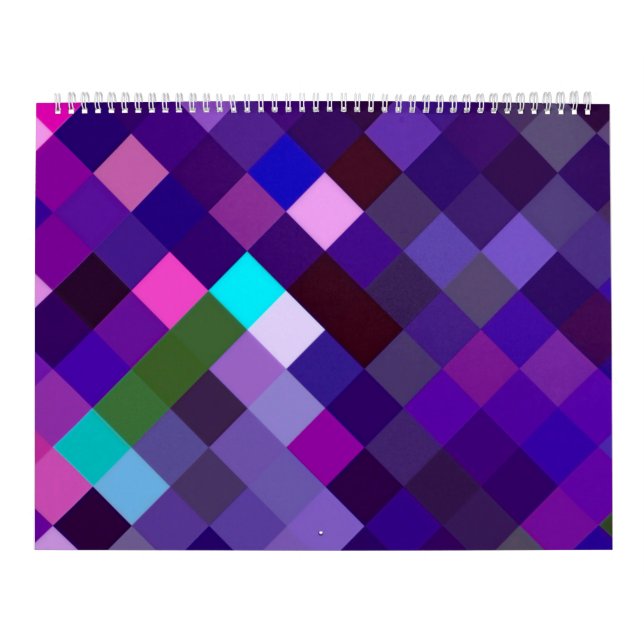 Calendario Patrón Pixelado - Púrpura (Tapa)