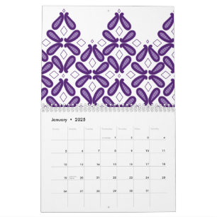 Calendario Patrón simétrico con m blanco y púrpura