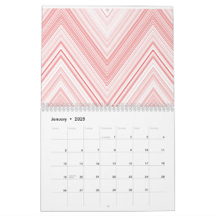 Calendario Patrón simétrico con moti rojo y rosa
