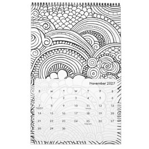 Calendario Patrones abstractos modernos para colorear