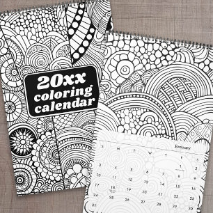 Calendario Patrones abstractos modernos para colorear