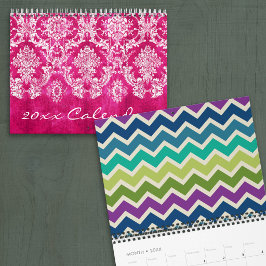 Calendario Patrones chic femeninos con damascos y chevrones a