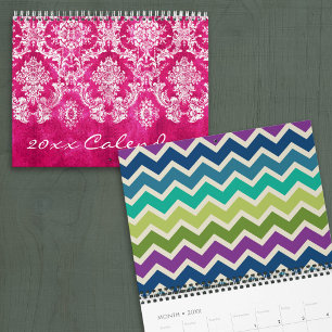 Calendario Patrones chic femeninos con damascos y chevrones a
