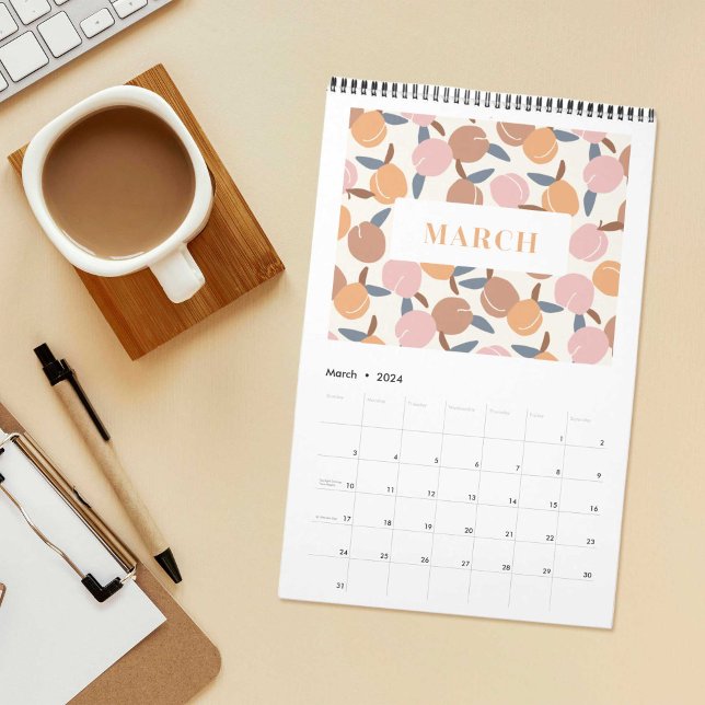 Calendario Patrones de frutas elegantes (elegant and colourful calendar with fruit patterns)