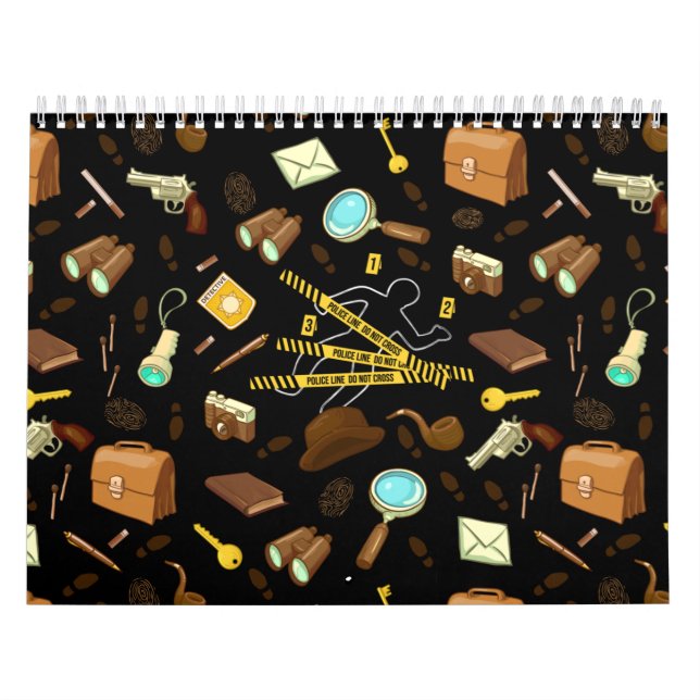 Calendario Patrones de iconos de detectives de noticias delic (Tapa)