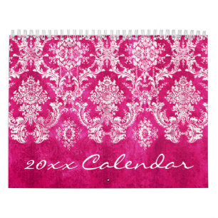 Calendario Patrones de moda Girly con damascos y chevrs más