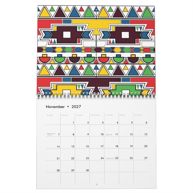 Calendario Patrones de ndebele: Un año de tradición vibrante (Nov 2027)