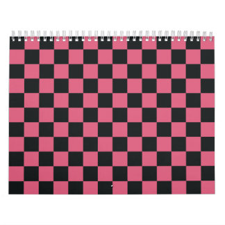 Calendario Patrones rosa y negro tablero de ajedrez check che