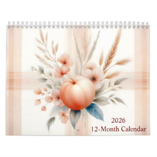 Calendario Patrones y flores de color de agua 2026